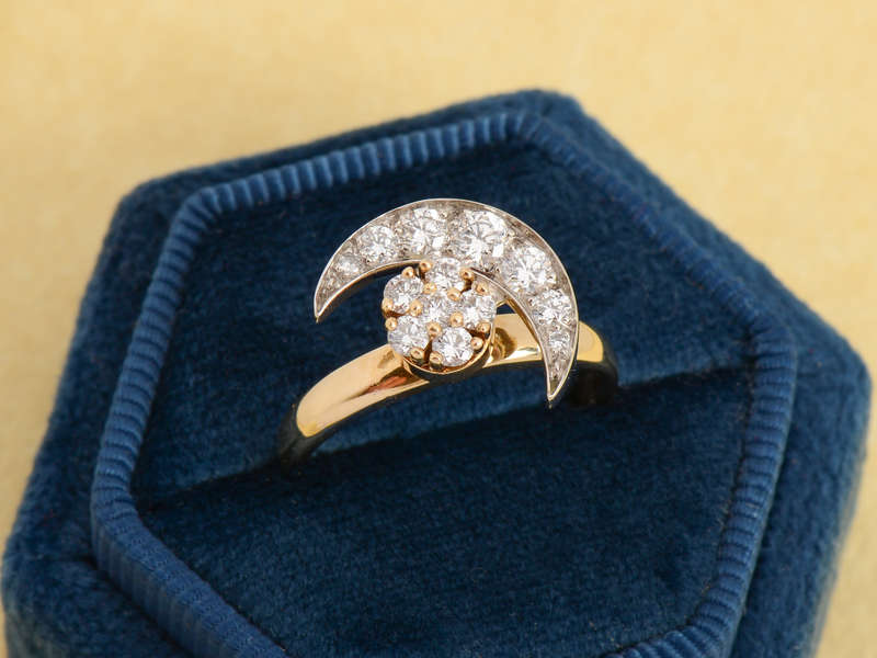 Vintage Large Teufel Motion Moon & Star Ring
