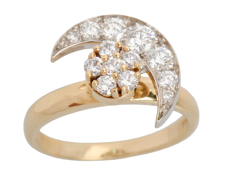 Vintage Large Teufel Motion Moon & Star Ring