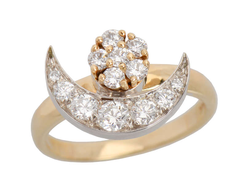 Vintage Large Teufel Motion Moon & Star Ring