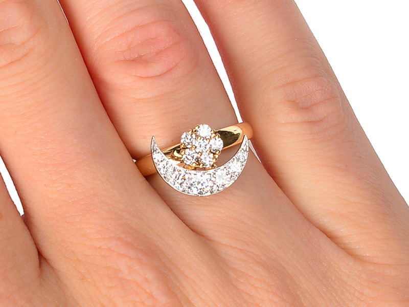 Signed Teufel Moon Star Diamond Motion Ring