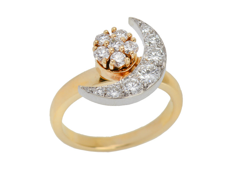 Signed Teufel Moon Star Diamond Motion Ring