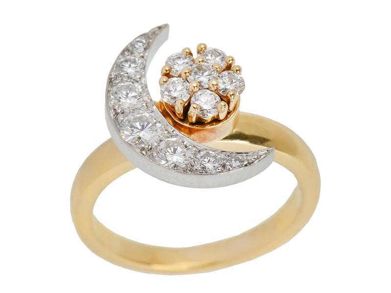 Signed Teufel Moon Star Diamond Motion Ring