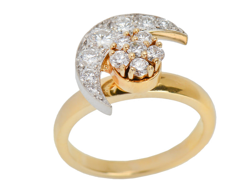 Signed Teufel Moon Star Diamond Motion Ring