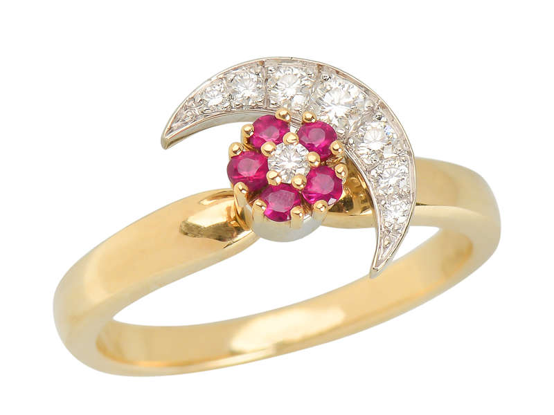 Teufel Motion Ring Ruby Diamond Moon Star