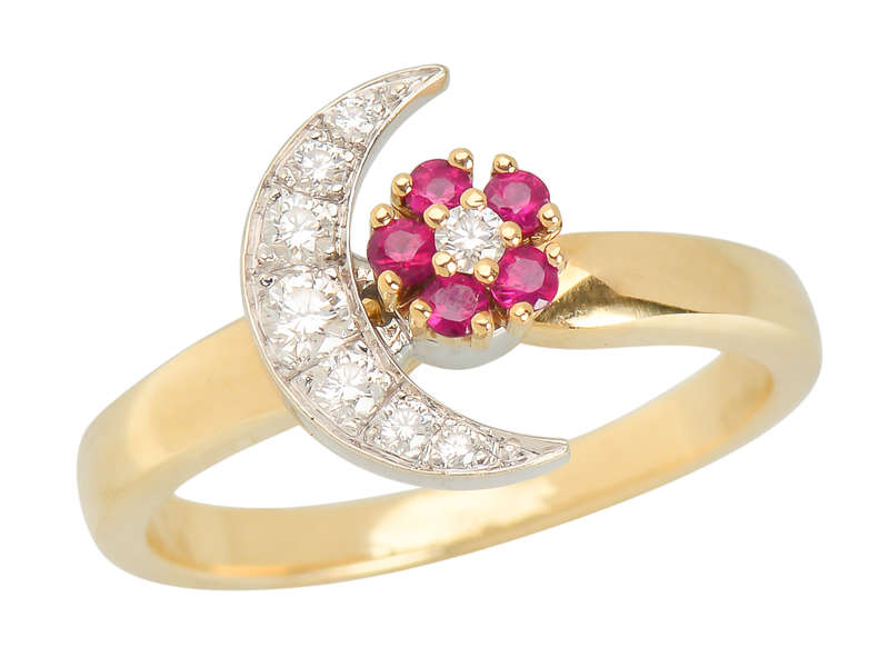 Teufel Motion Ring Ruby Diamond Moon Star
