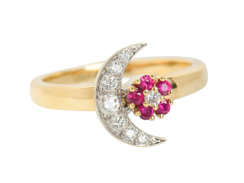 Teufel Motion Ring Ruby Diamond Moon Star