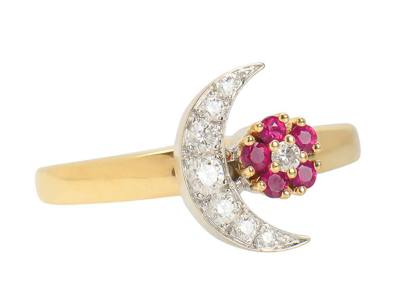 Teufel Motion Ring Ruby Diamond Moon Star