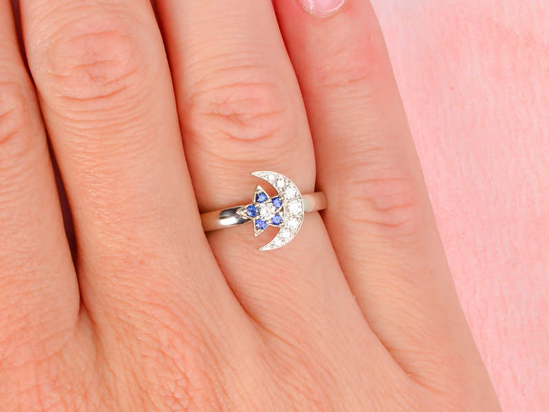 Teufel Sapphire Diamond Moon Star Motion Ring