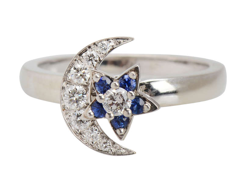 Teufel Sapphire Diamond Moon Star Motion Ring