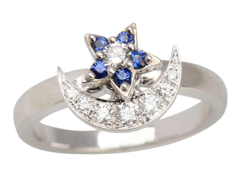 Teufel Sapphire Diamond Moon Star Motion Ring