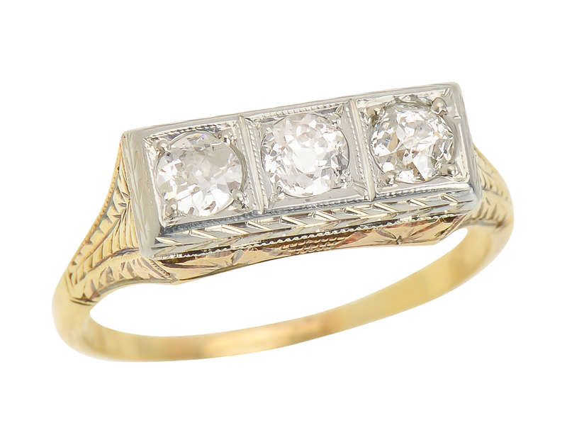 
                      
                        Art Deco Three Diamond Engagement Wedding Ring
                      
                    
