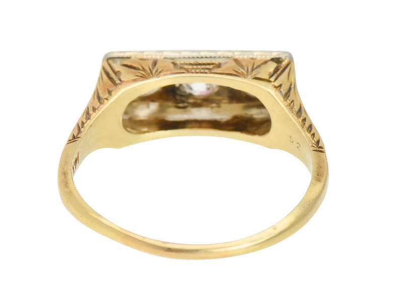 Art Deco Three Diamond Engagement Wedding Ring