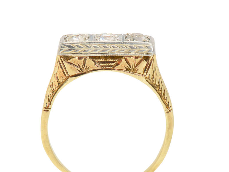 Art Deco Three Diamond Engagement Wedding Ring