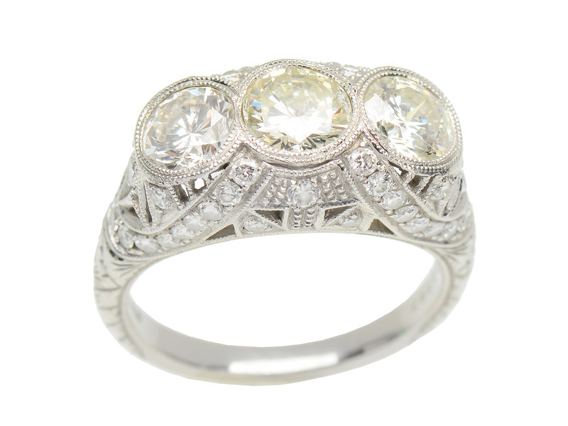 Outstanding Three Stone Diamond Trilogy Ring 2.89 C.