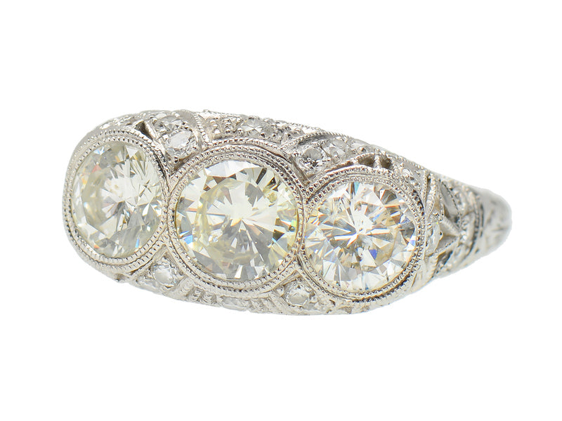 Outstanding Three Stone Diamond Trilogy Ring 2.89 C.