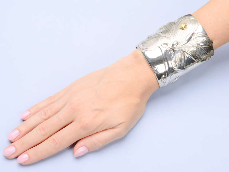 Tiffany & Co. Magnolia & Ladybug Silver Cuff