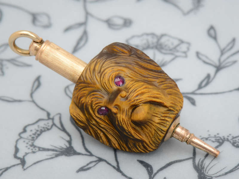 Tiger's Eye Carved Double Dog Mechanical Pencil