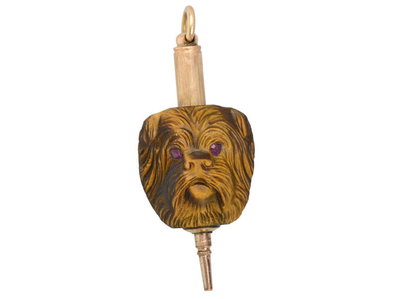 Tiger's Eye Carved Double Dog Mechanical Pencil