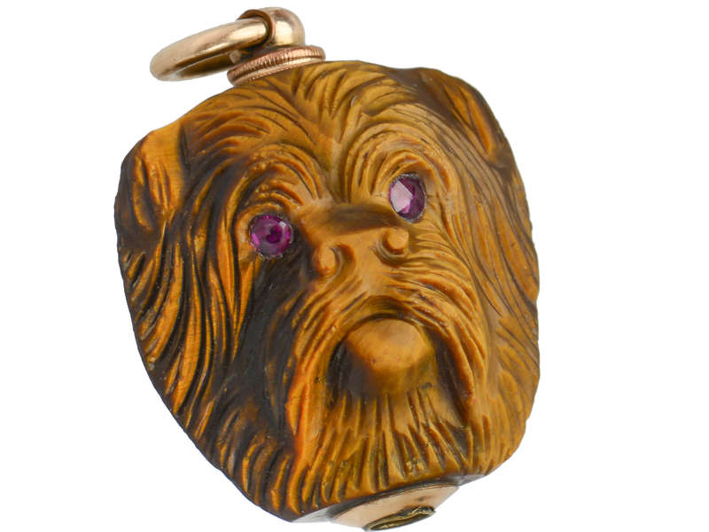 Tiger's Eye Carved Double Dog Mechanical Pencil