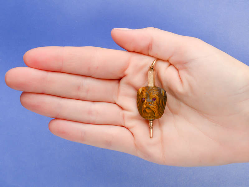 Tiger's Eye Carved Double Dog Mechanical Pencil