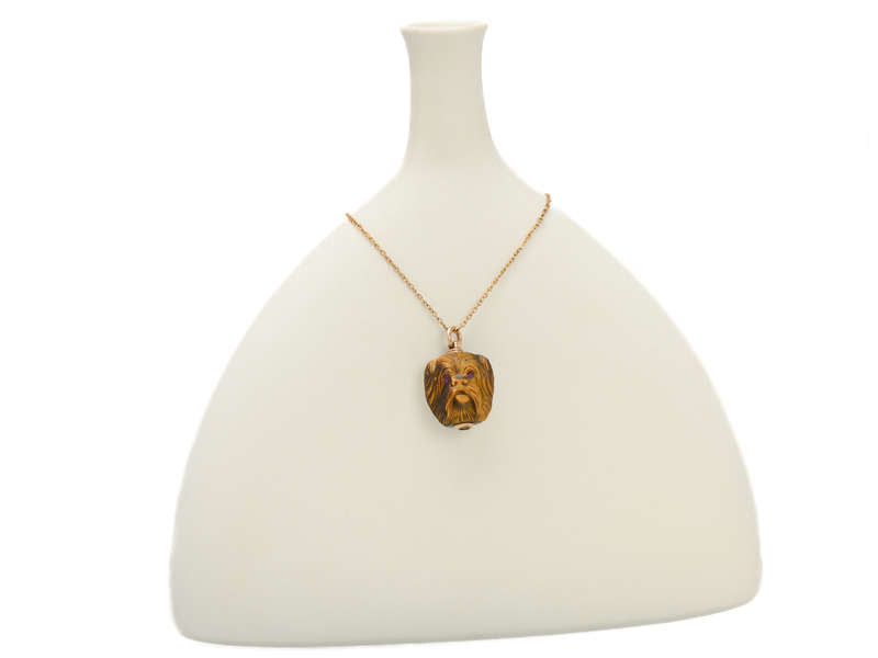 Tiger's Eye Carved Double Dog Mechanical Pencil