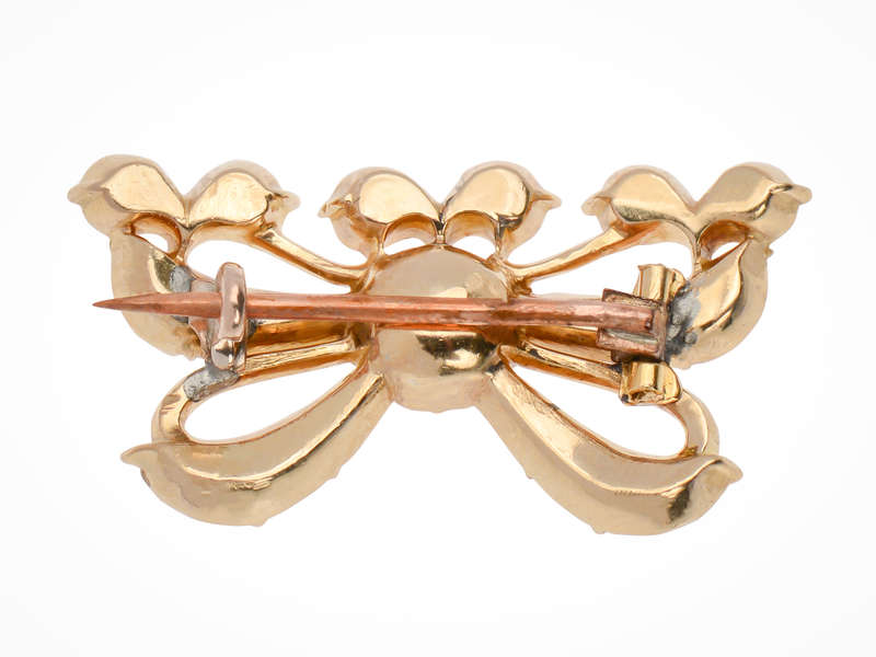 Georgian Precious Topaz Bow Motif Brooch in Gold