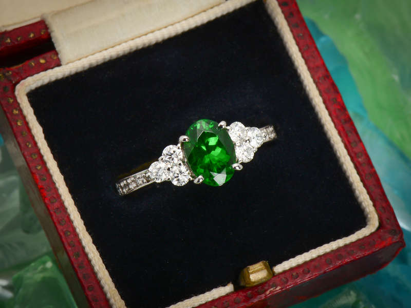 Tsavorite Garnet Platinum Diamond Ring