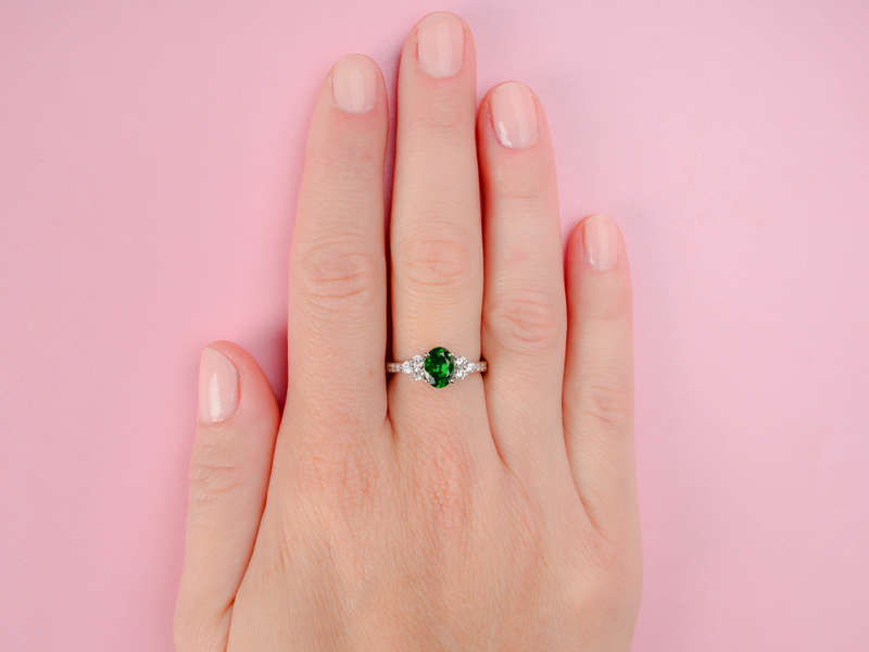 Tsavorite Garnet Platinum Diamond Ring