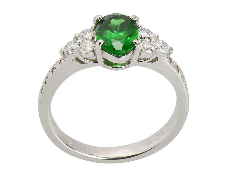 Tsavorite Garnet Platinum Diamond Ring