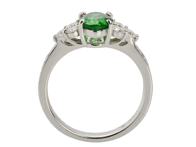 Tsavorite Garnet Platinum Diamond Ring