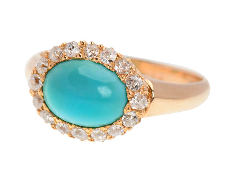 Victorian Turquoise Diamond Cluster Ring