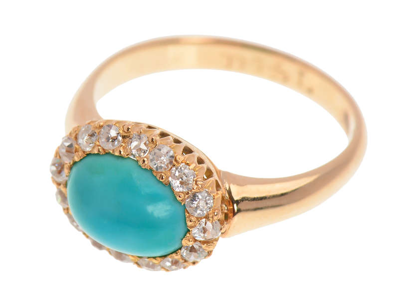 Victorian Turquoise Diamond Cluster Ring