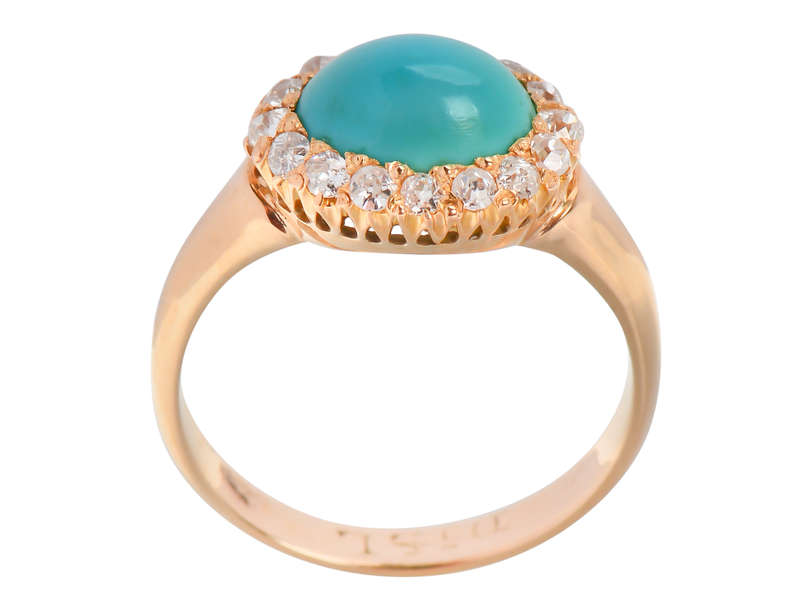 Victorian Turquoise Diamond Cluster Ring