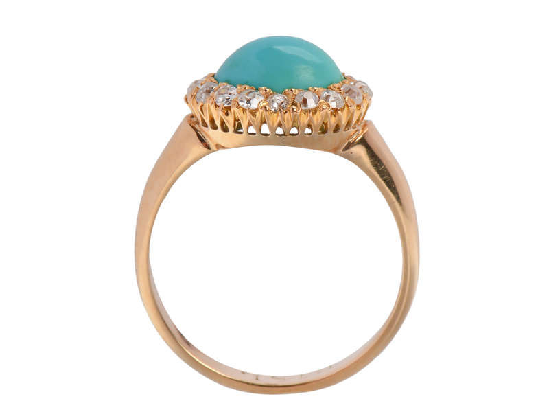 Victorian Turquoise Diamond Cluster Ring