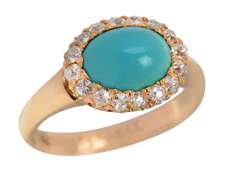 Victorian Turquoise Diamond Cluster Ring
