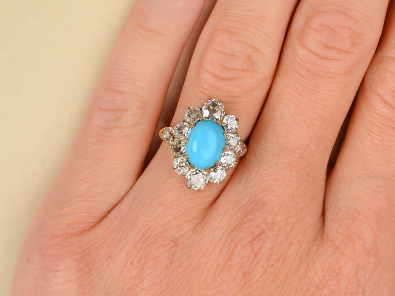 Victorian Splash - Turquoise Diamond Ring