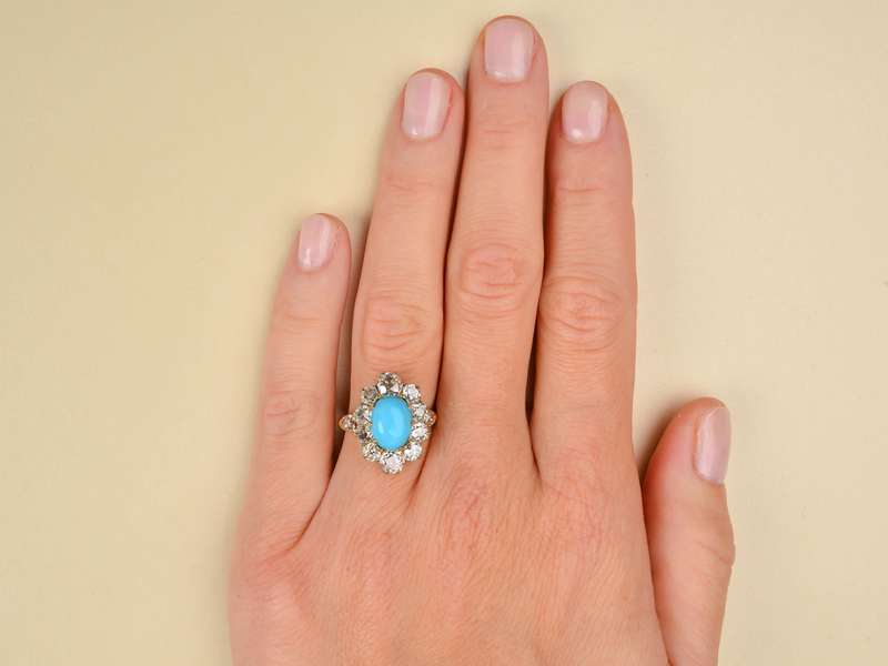 Victorian Splash - Turquoise Diamond Ring