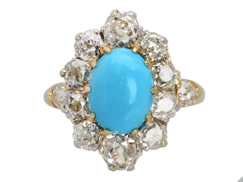 Victorian Splash - Turquoise Diamond Ring