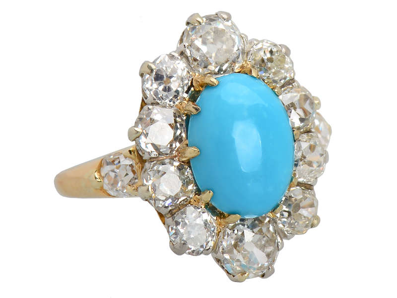 Victorian Splash - Turquoise Diamond Ring