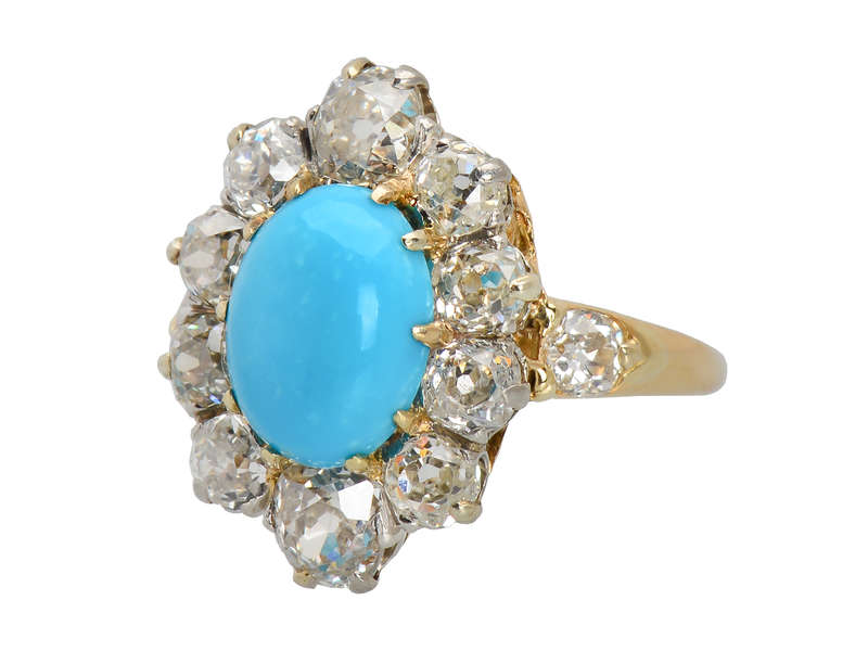 Victorian Splash - Turquoise Diamond Ring