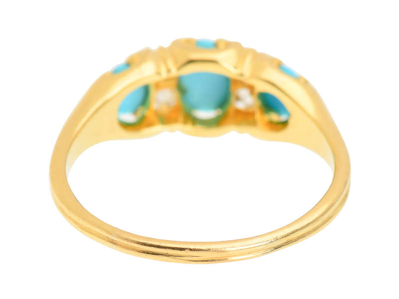 Victorian Turquoise Old Cushion Cut Diamond Ring