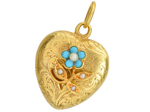 Antique Forget Me Not Heart Locket