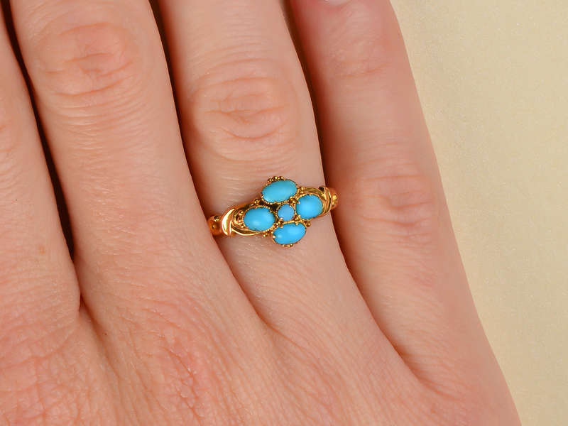 Victorian Persian Turquoise 15k Gold Ring