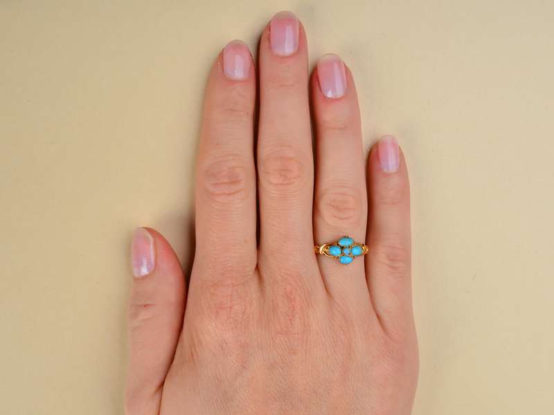 Victorian Persian Turquoise 15k Gold Ring