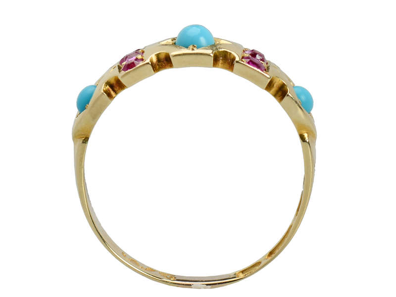 Victorian Turquoise Pink Sapphire Ring of 1879