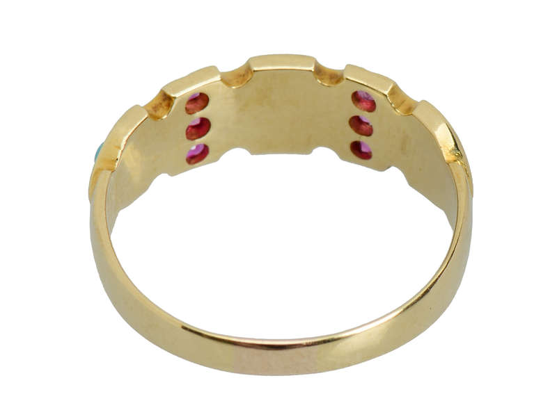 Victorian Turquoise Pink Sapphire Ring of 1879