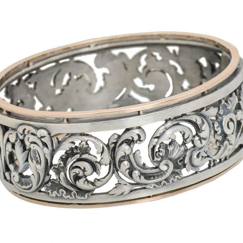 Renaissance Revival French Silver Bangle