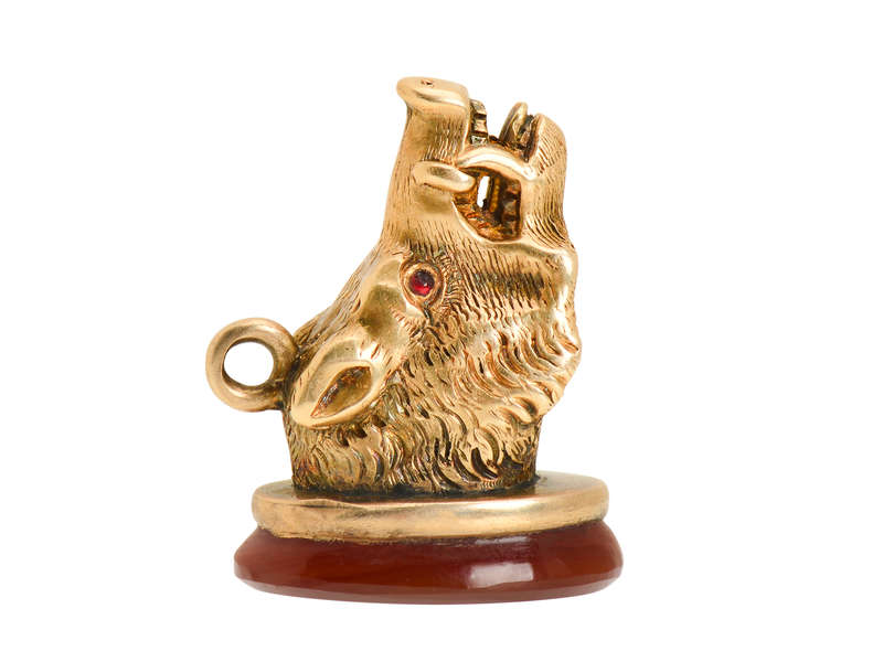 Victorian Boar's Head Fob Seal in Gold