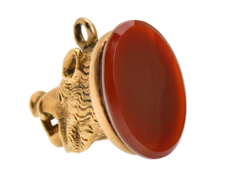 Victorian Boar's Head Fob Seal in Gold