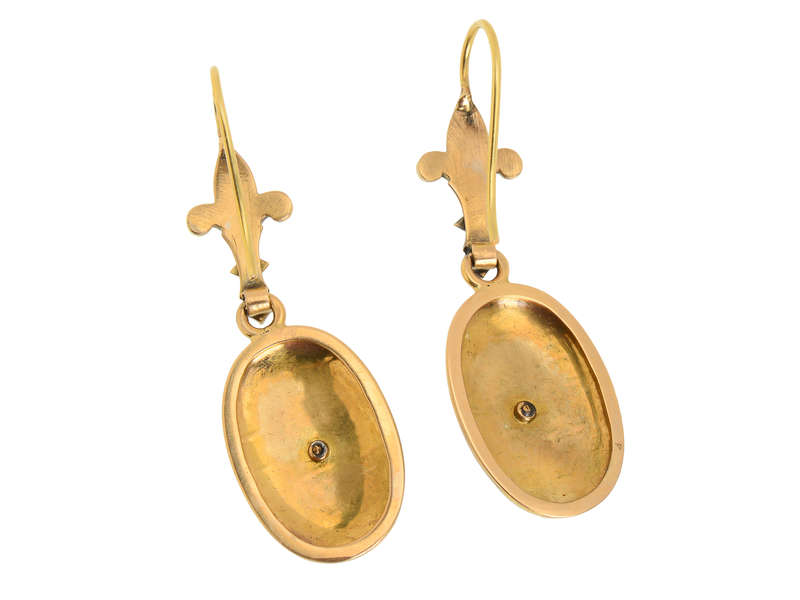 Victorian Enamel Diamond Gold Earrings